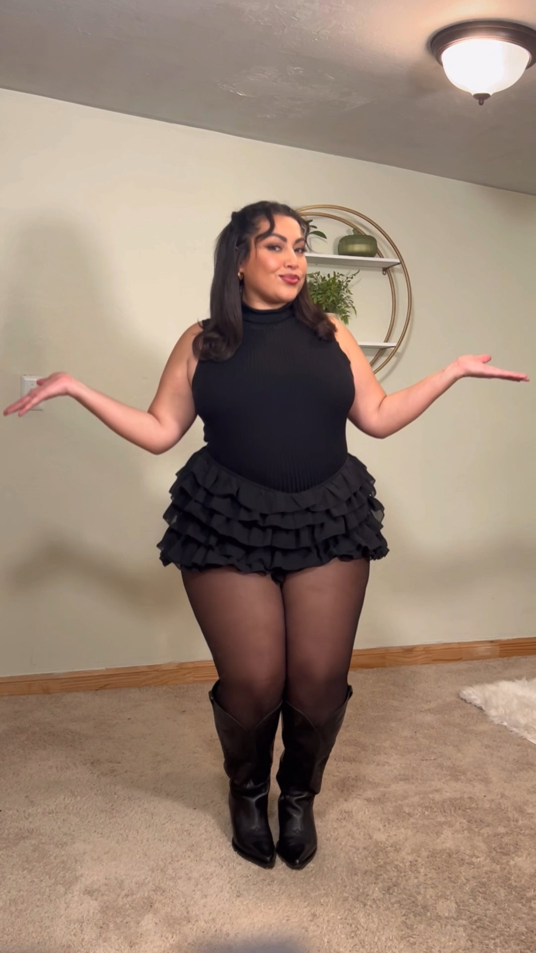 plus size going out outfit idea🖤 sized up in jacket to get oversized look! boots are sold out so I linked similar. 

#LTKootd #LTKgrwm #LTKPlusSize