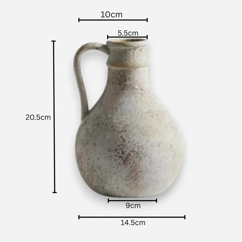 Elegant Ceramic Vase, Rustic Pottery Jug, Cottage Core Style Pitcher, Timeless Decor, Nordic Mini... | Etsy (US)