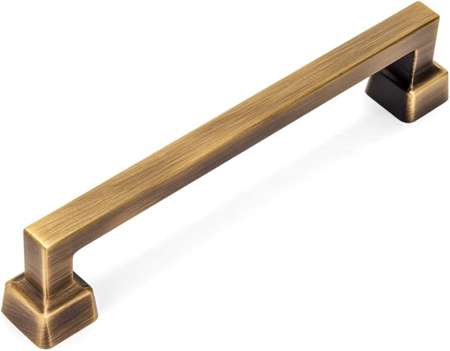 Cosmas 10 Pack 1481-128BAB Brushed Antique Brass Contemporary Cabinet Hardware Handle Pull - 5" I... | Amazon (US)
