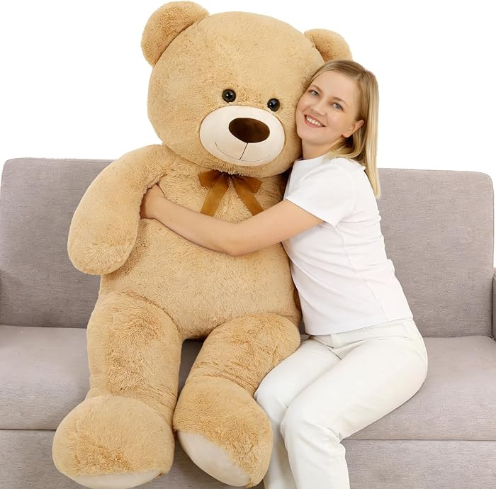 MorisMos Giant Teddy Bear Stuffed Animal 4 Ft,51'' Big Tan Teddy Bear for Girlfriend Boyfriend Wi... | Amazon (US)