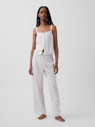 Linen-Blend Lace-Hem PJ Pants | Gap (US)