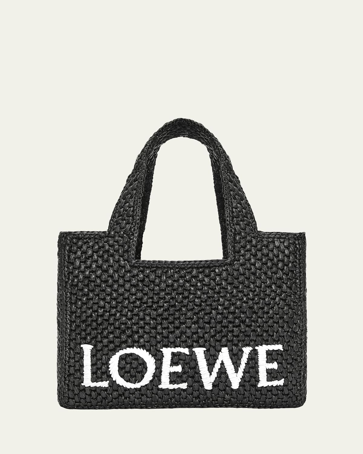 x Paula's Ibiza Font Logo Small Tote Bag in Raffia | Bergdorf Goodman