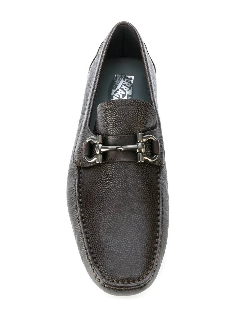 Ferragamo Gancio horsebit loafer in brown grained leather
