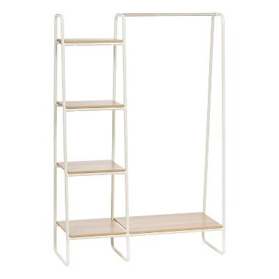 IRIS Metal Garment Rack with Wood Shelves White | Target