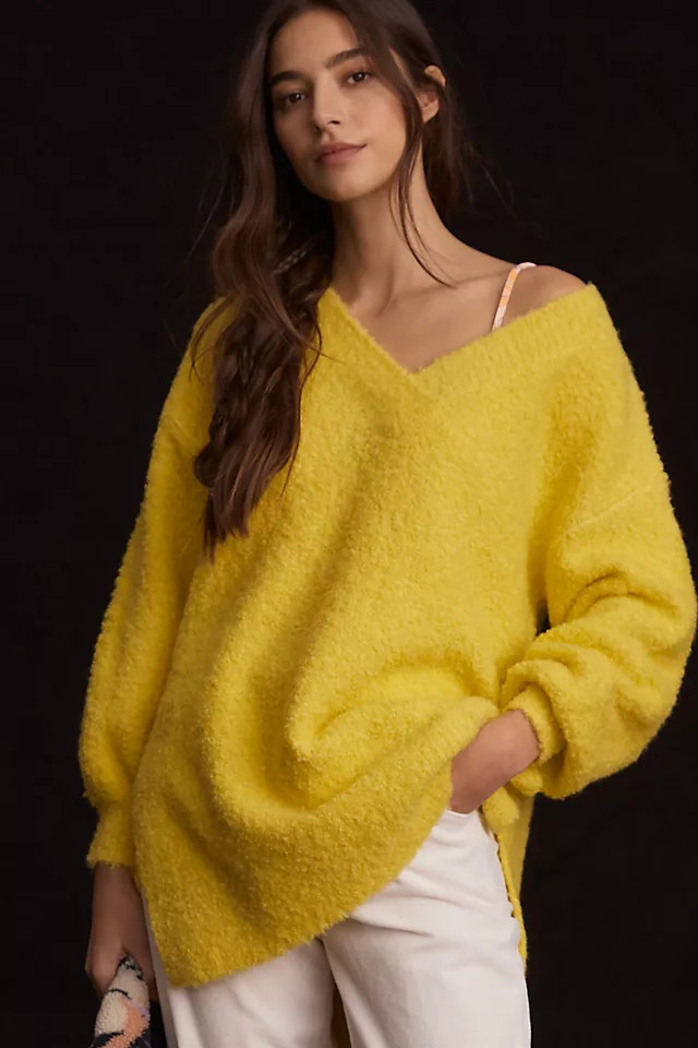 Pilcro Teddy V-Neck Tunic Sweater | Anthropologie (US)