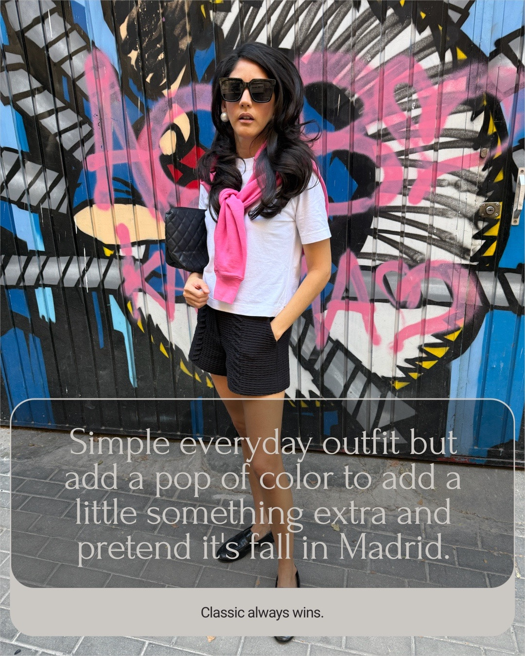 Simple but never boring. White tee but a boxier cropped style, black shorts but a textured more elegant and less casual version, pink sweater for a pop of color and loafers for fall-esque results. Built with items hanging in my closet, those pieces that I can grab quickly and feel out together but relaxed.

#LTKTravel #LTKootd #LTKSaleAlert
