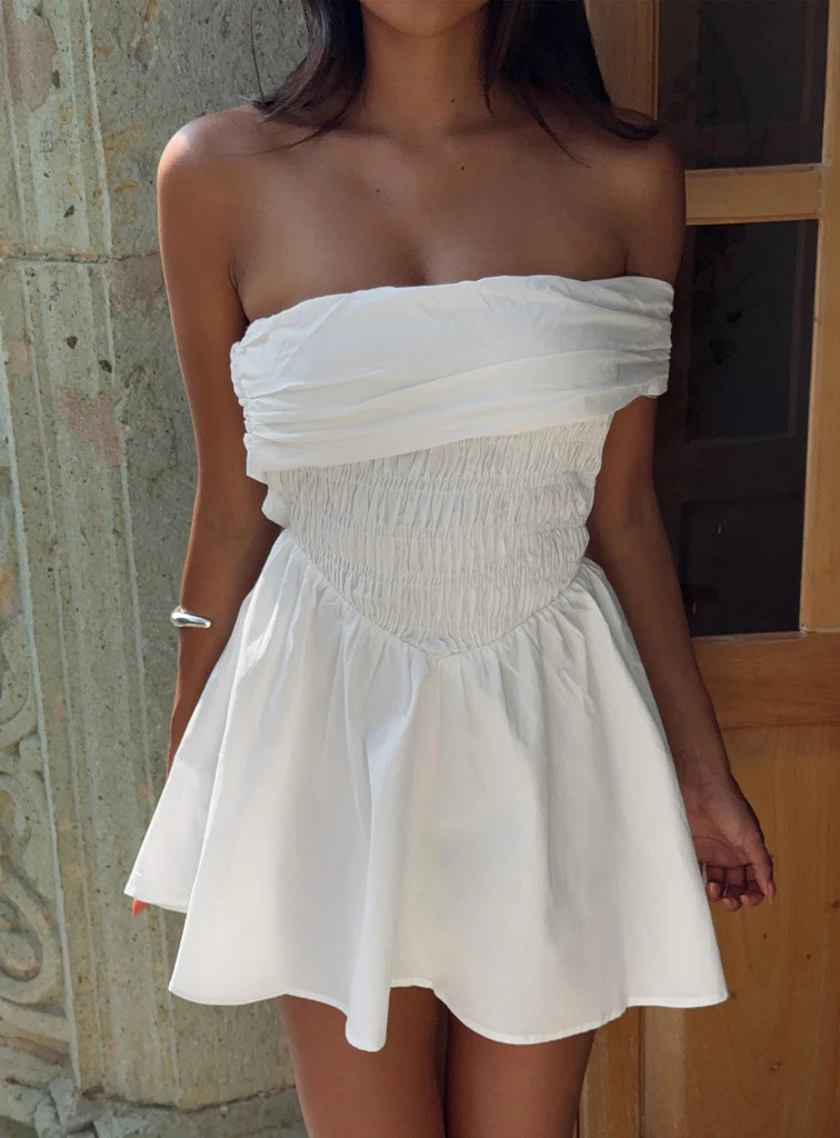 Fruitful Off Shoulder Mini Dress White | Princess Polly US