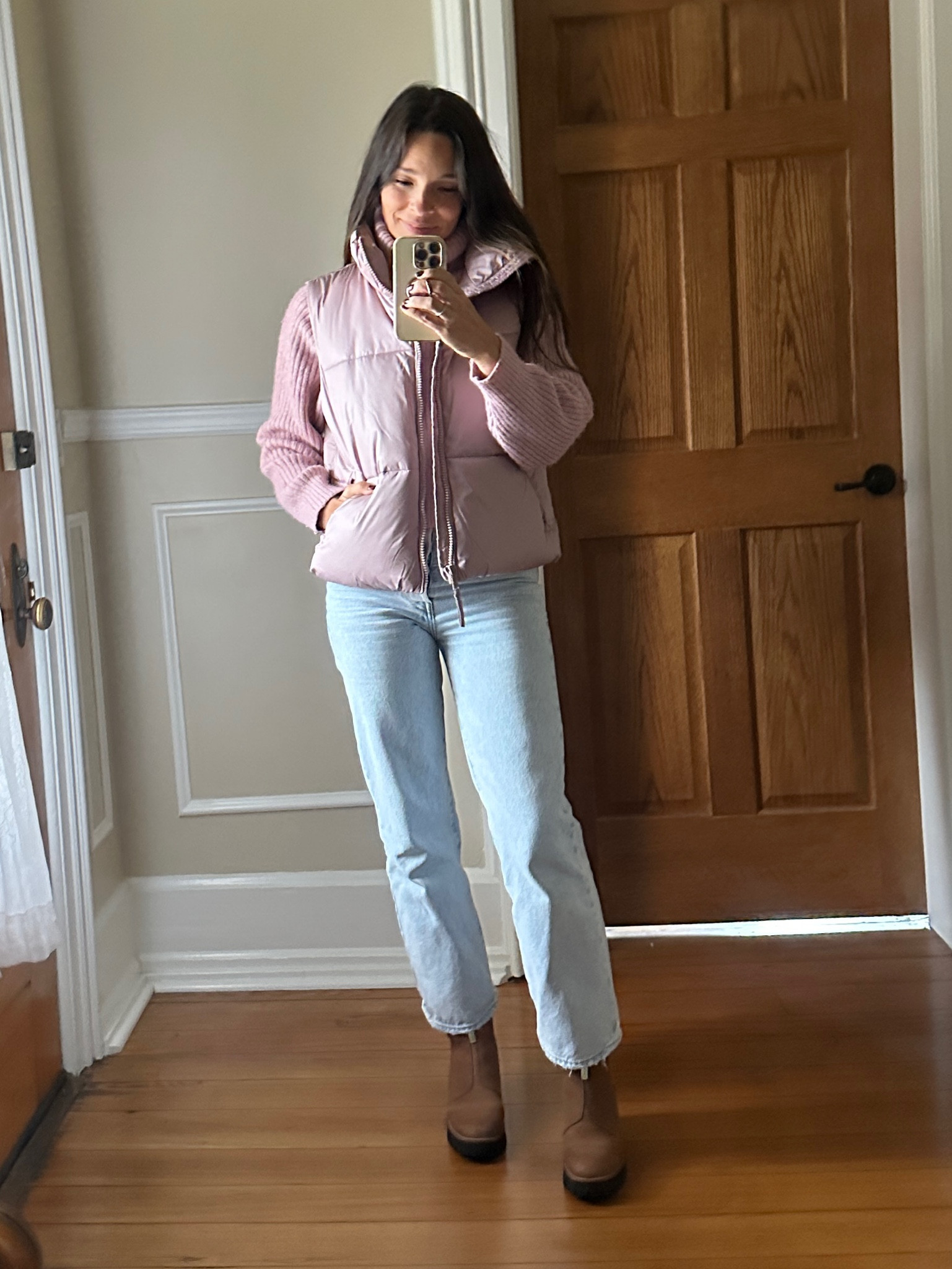 Sweater and vest on sale at Old Navy! 
Sweater- TTS
Vest- Size down
Jeans - Levi’s TTS
Boots-Blondo

#LTKsalealert #LTKfindsunder100 #LTKfindsunder50