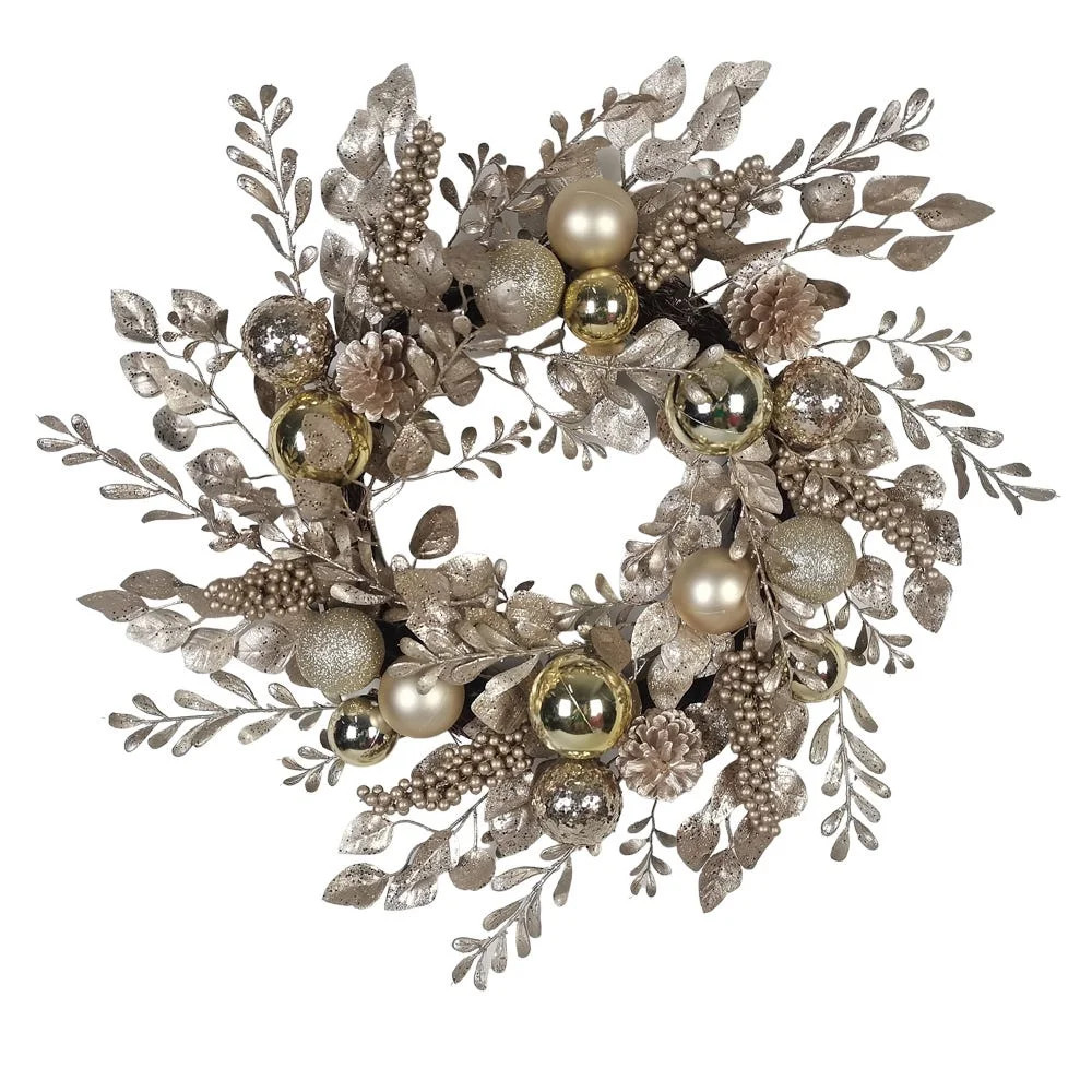 Kurt Adler 24-Inch Gold and Champagne Gold Rattan Wreath | Walmart (US)
