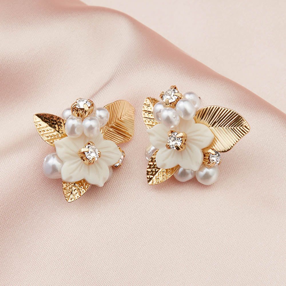 Toulouse Floral Stud Earrings - Gold | Birdy Grey