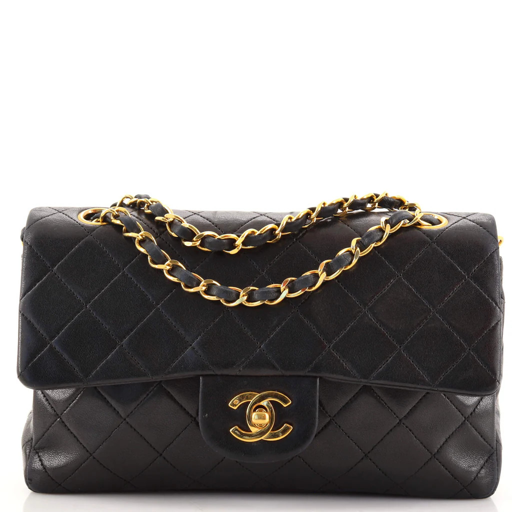 Chanel Vintage Classic Double Flap Bag Quilted Lambskin Small Black 1523881 | Rebag