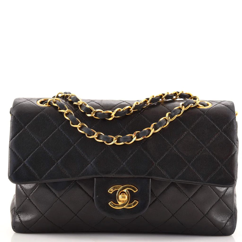 Chanel Vintage Classic Double Flap Bag Quilted Lambskin Small Black 1523881 | Rebag