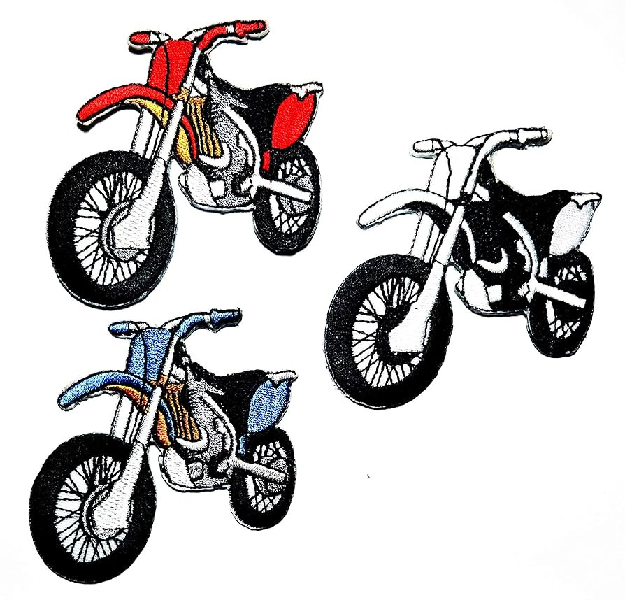 Set 3 Pcs. Motorcycle Motocross Racing Dirt Bike Off-Road Embroidery Patch Cartoon Kids Children ... | Amazon (US)