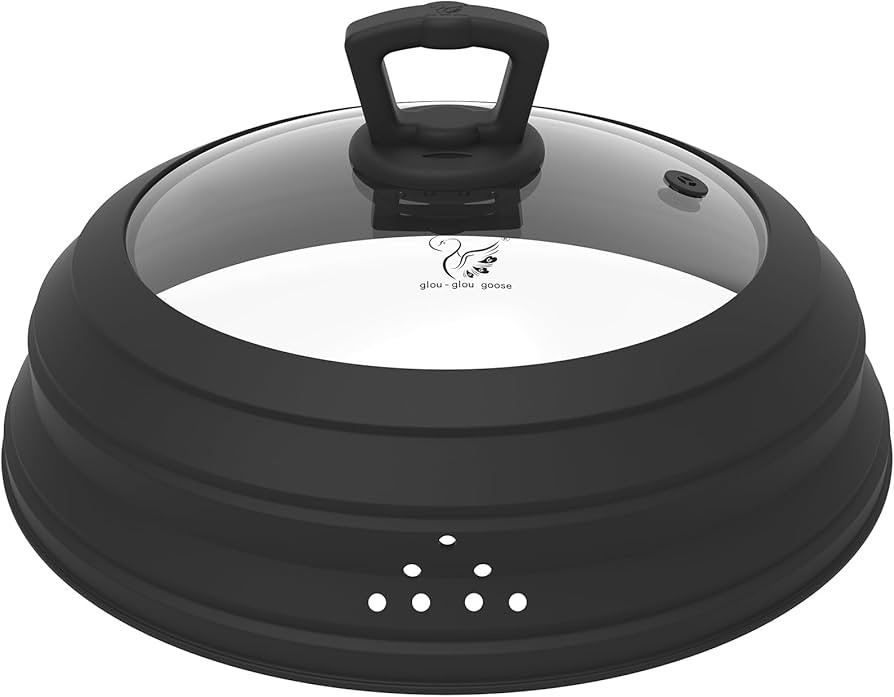 Microwave Splatter Cover Vented Glass Guard Lid with Collapsible Silicone for Food as Pot Cover 1... | Amazon (US)