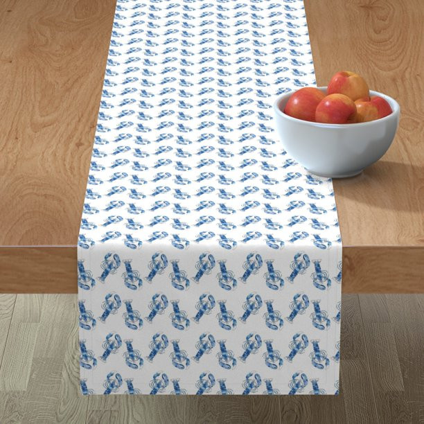 Cotton Sateen Table Runner, 72" - Lobster Summer Ocean Fish Seafood Nautical Water Kitchen Decor ... | Walmart (US)