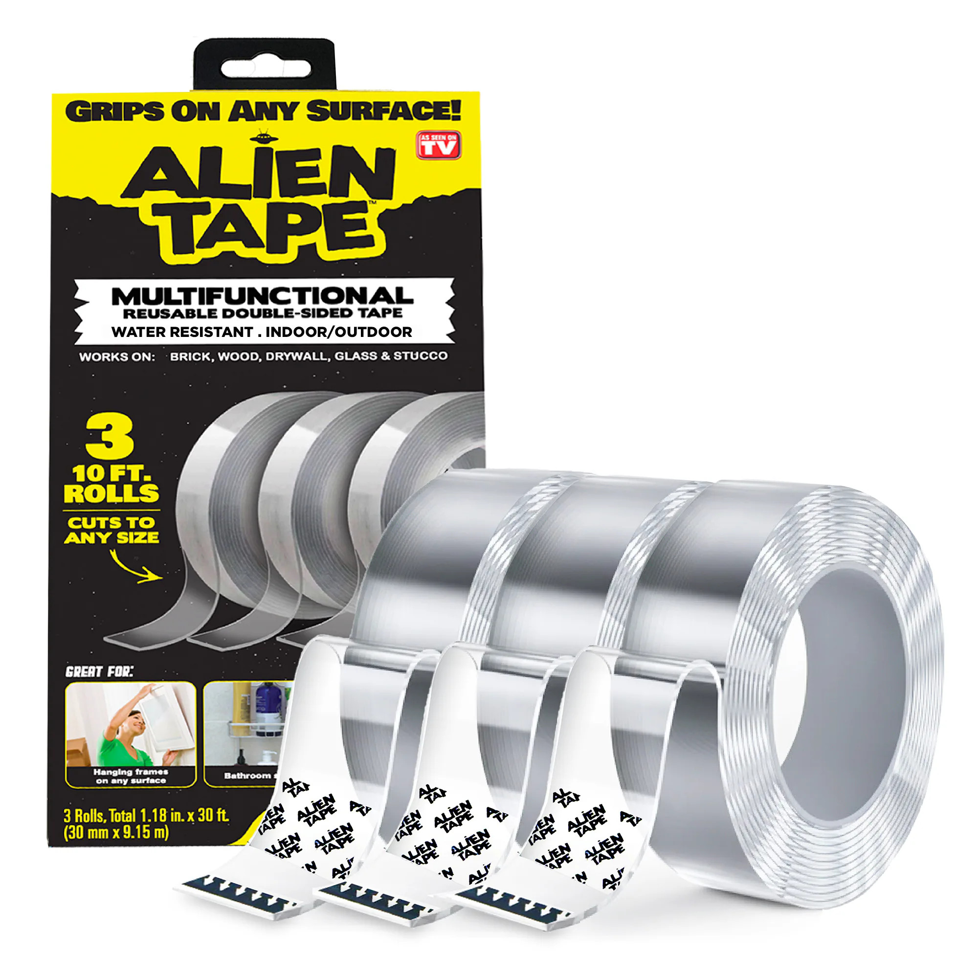Alien Tape Alien Brand 3-Pack 1.18-in x 10-ft Double-Sided Tape in Clear | 7087 | Lowe's