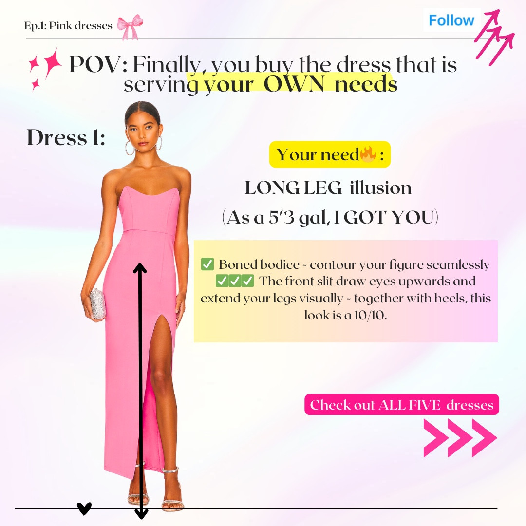 Save the money and buy the dresses that TRULY flatter your figure! 

I include 5 different dresses for different purposes. Whether you want want to achieve long leg illusion, hide armpit fat or look effortlessly classy, I got you covered ladies! 🩷

Follow me here and on my insta @hannahnfashion for weekly freebie and more under-the-radar styling tips! 

#LTKParties #LTKStyleTip #LTKSeasonal