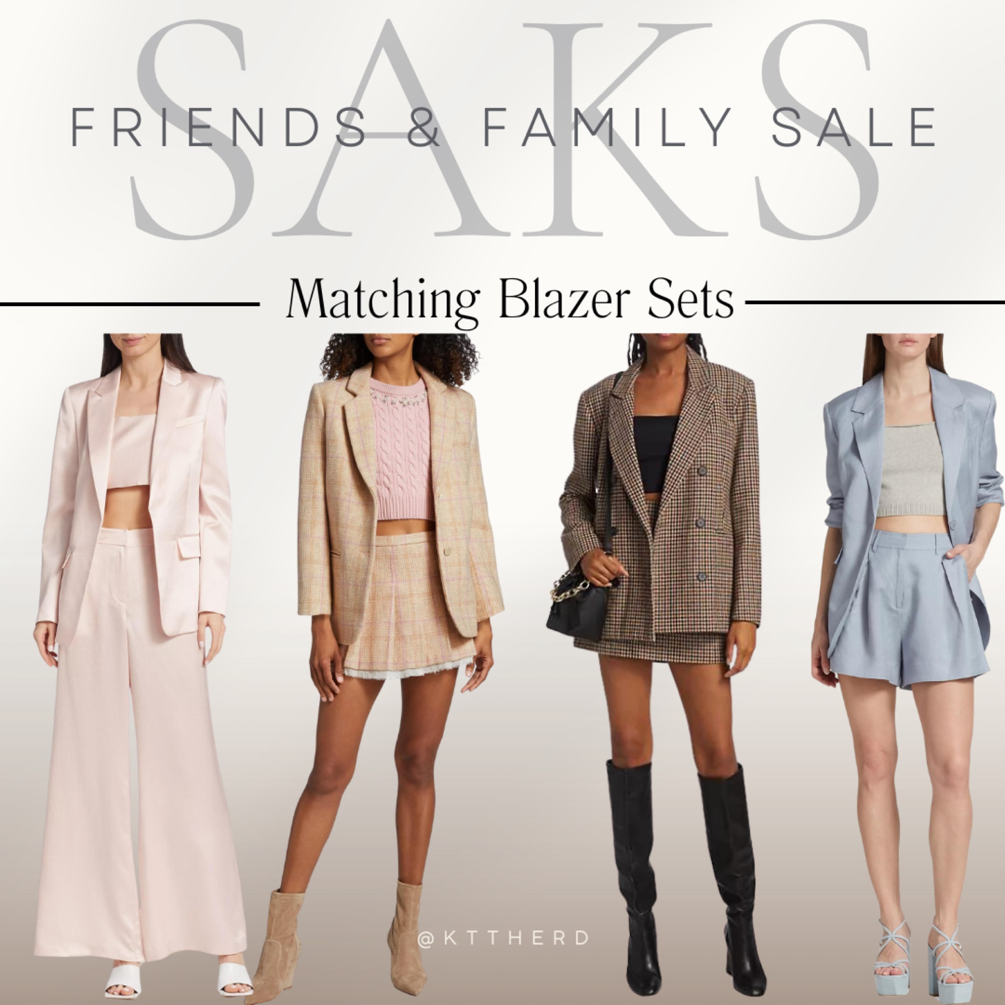 Matching blazer sets for winter and spring! Blazer & shorts + blazer & skirts! Silk, plaid, cotton, etc! So sophisticated & on sale! SAKS Friends & Family Sale! 

#LTKsalealert #LTKHoliday #LTKSeasonal