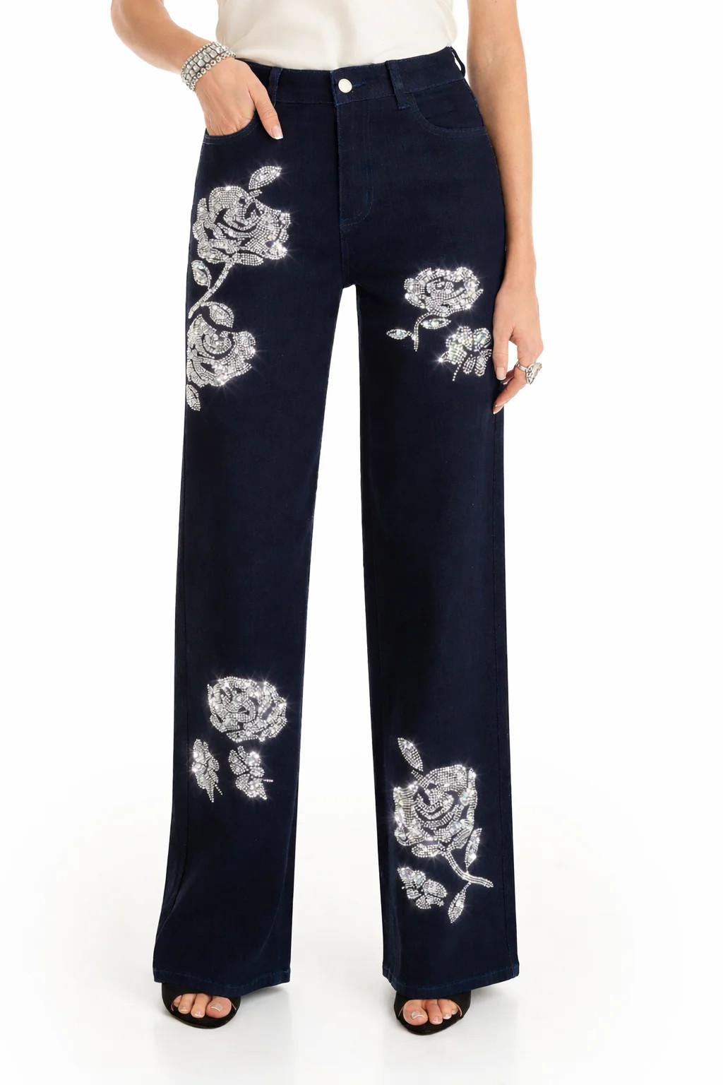 Kate Crystal Rose Jean - Indigo | The Noli Shop