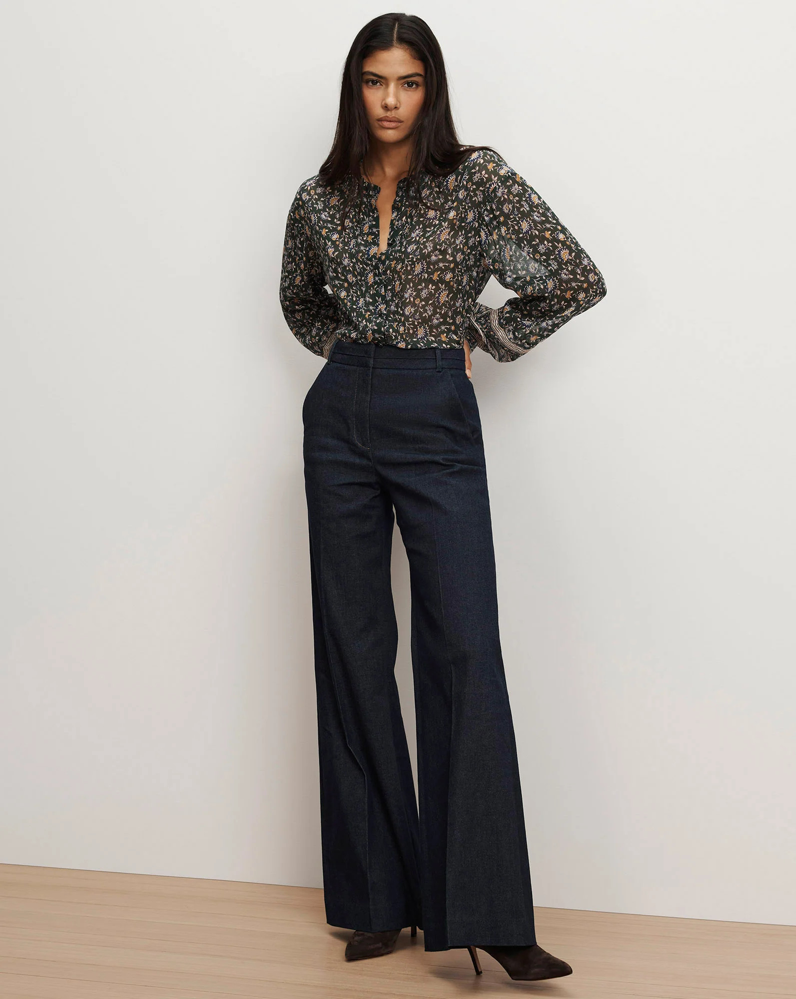 Veronica Beard Crue Wide-Leg Denim Pant Midnight Wash | Veronica Beard