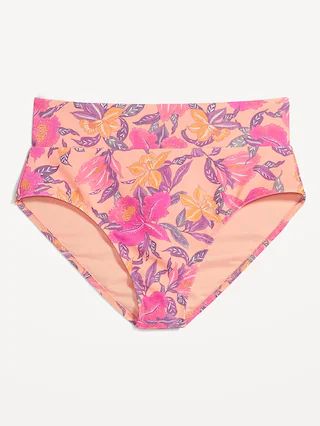 Matching High-Waisted Printed Banded Bikini Swim Bottoms for Women | Old Navy (US)