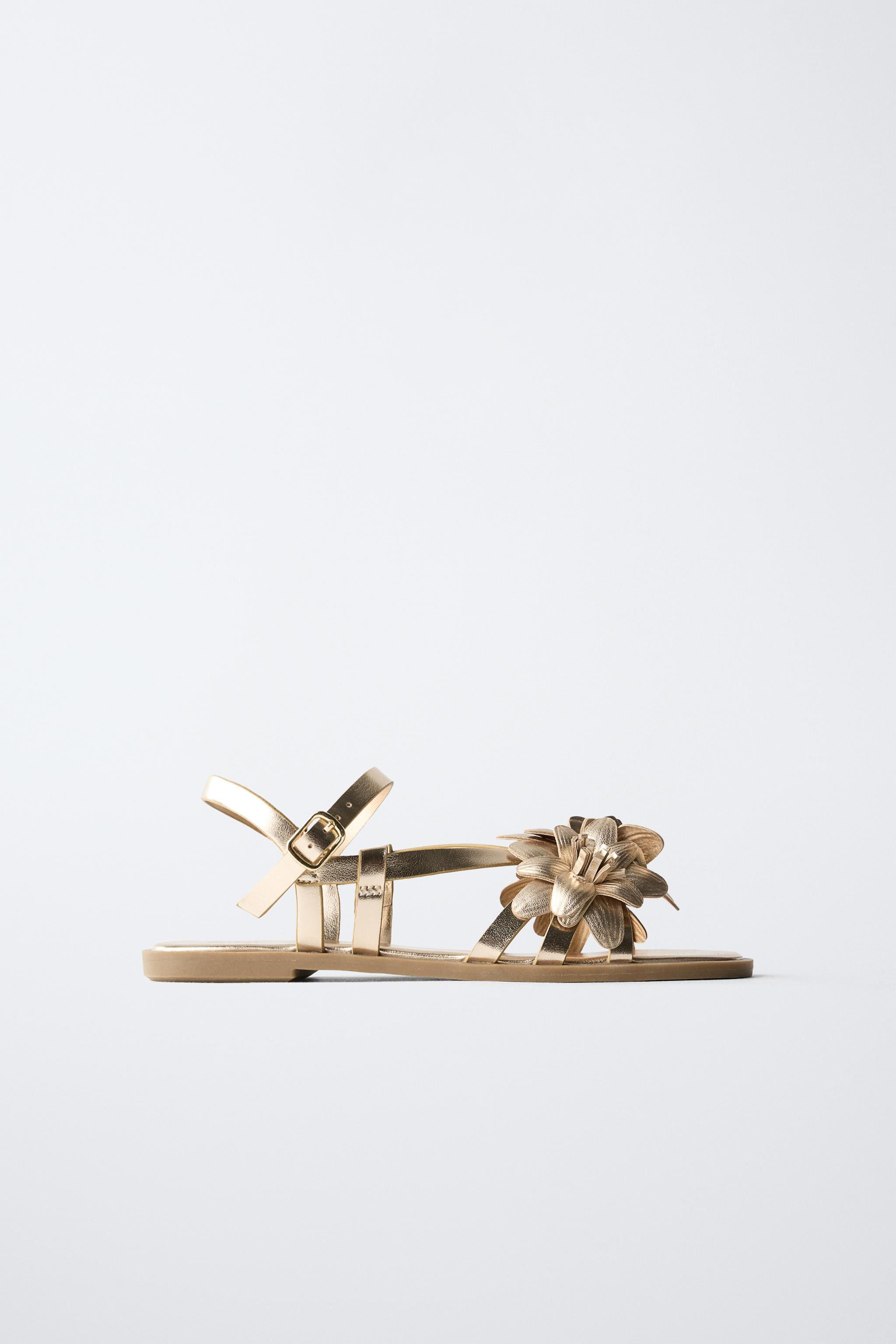 METALLIC FLOWER SANDALS | Zara US