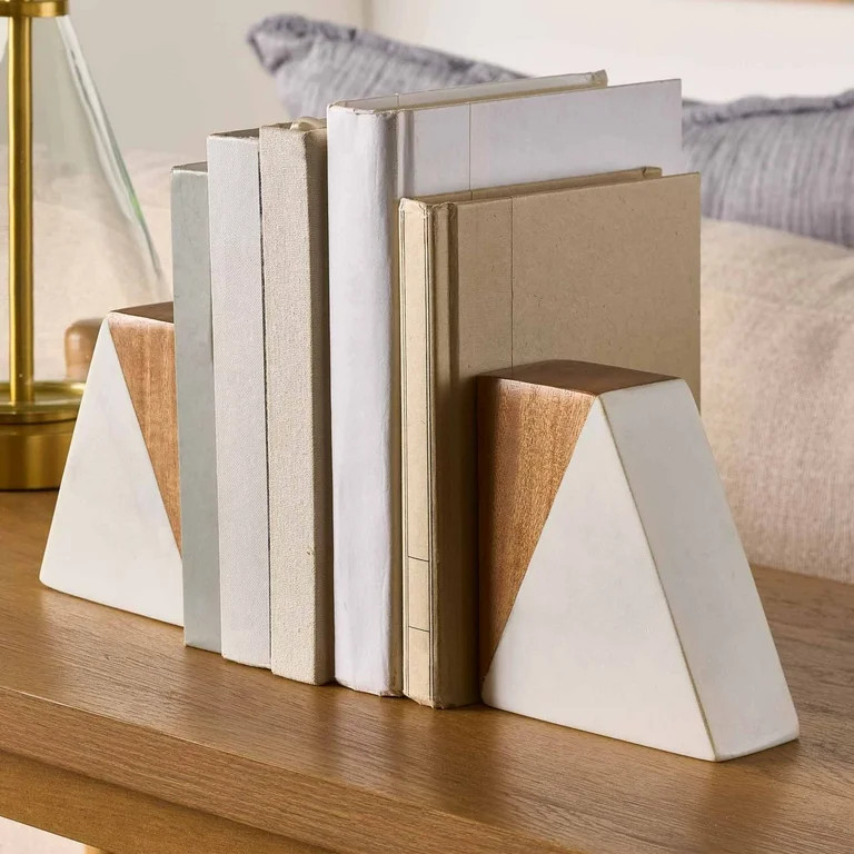 Better Homes & Gardens Wood and Marble Bookends, 1.77" x 4.56" | Walmart (US)