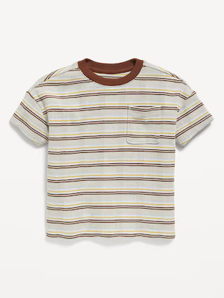 Oversized Waffle-Knit Striped T-Shirt for Toddler Boys | Old Navy (US)