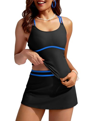 Kate Kasin Womens Tummy Control Tankini Bathing Suit 2025 Color Block 2 Piece Swimsuit Ruched Tankini Swimwear Cross Back | Amazon (US)