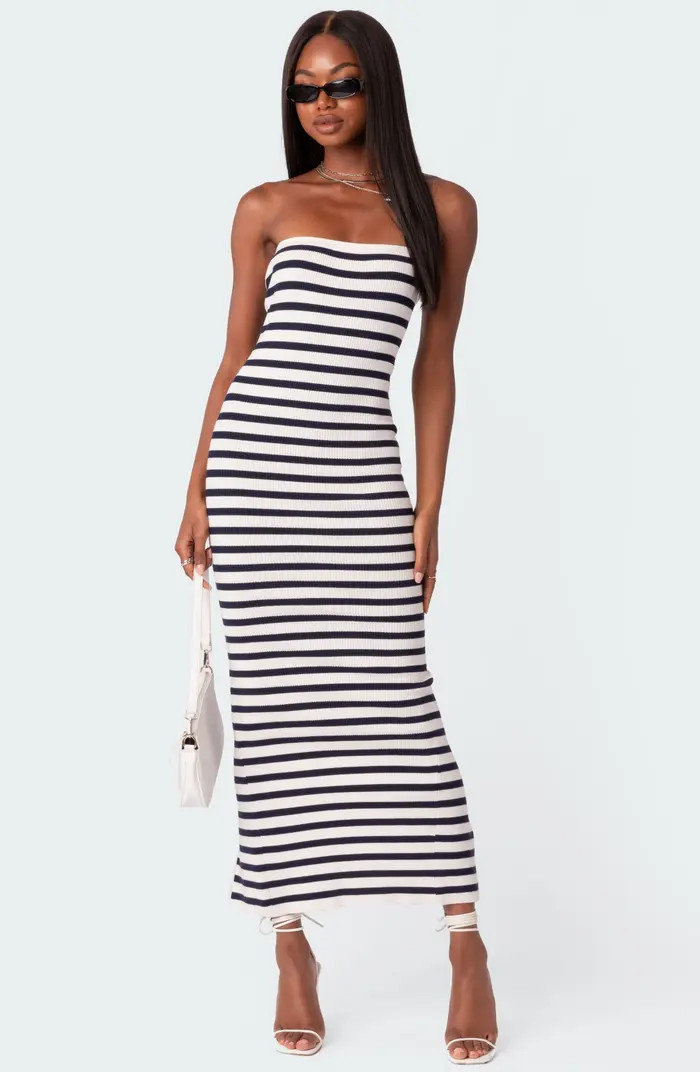 Stripe Strapless Rib Sweater Dress | Nordstrom
