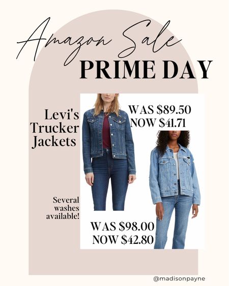 AMAZON PRIME DAY DEALS‼️ These Levi trucker jackets are now up to 53% off! 
Amazon Prime Day is happening July 11 & 12. Shop all of Madison’s sale finds on her Amazon Storefront.

Levi’s, Denim Jacket, Fall Outfit, Amazon, Amazon Prime Day, Prime Day Deals, Amazon Sale, Madison Payne

#LTKstyletip #LTKsalealert #LTKSeasonal