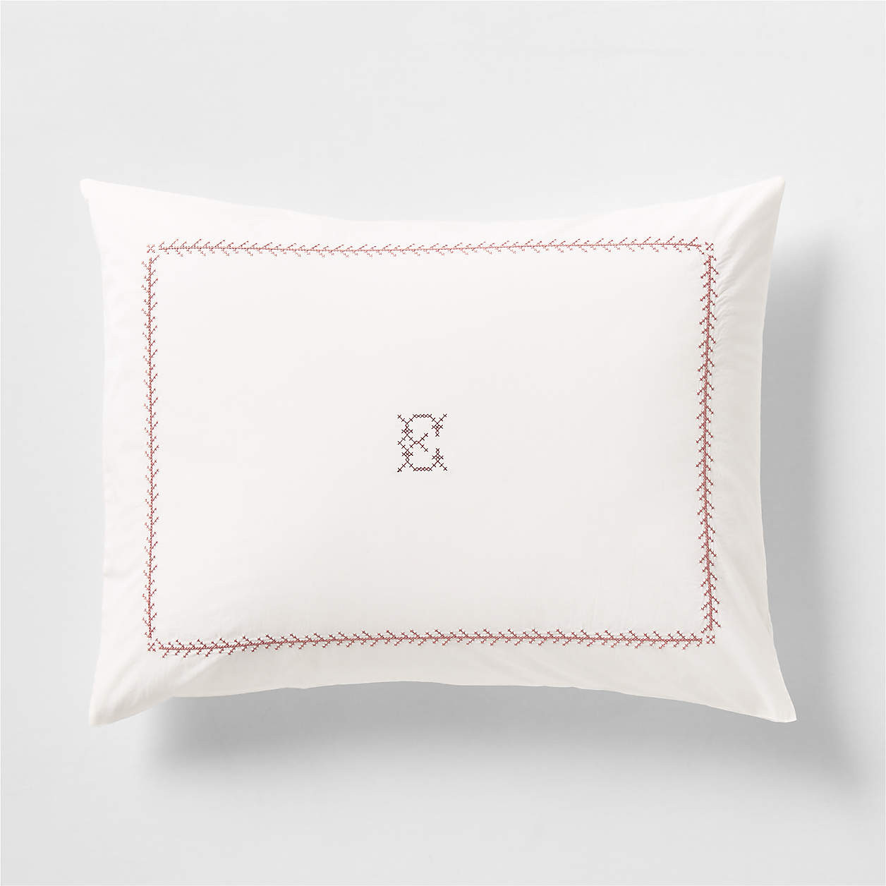 Evelyn Cozy Cloud Pampas Ivory and Rose Cross Stitch Kids Pillow Sham By Sharland England | Crate... | Crate & Barrel