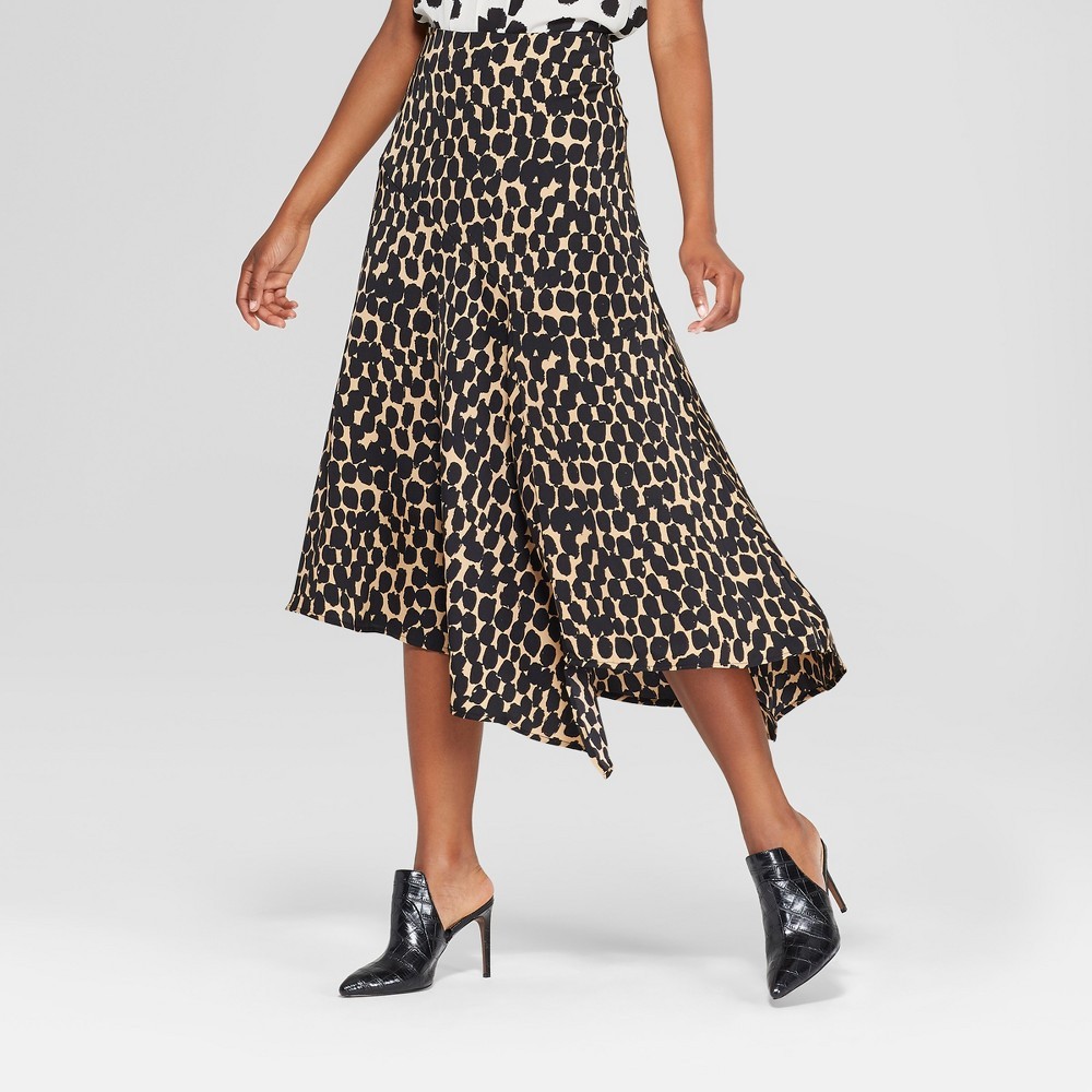Women's Leopard Print Seamed Asymmetric Hem Slip Skirt - Who What Wear Yellow/Black 2, Yellow/Black Leopard Print | Target