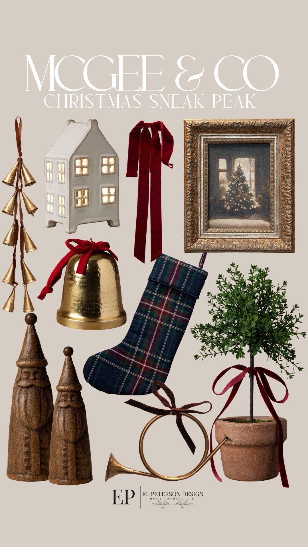 Mcgee & Co Christmas sneak peak
Bells
Stocking
Artwork
Ornaments
Wooden santa
 Bows

#LTKHome