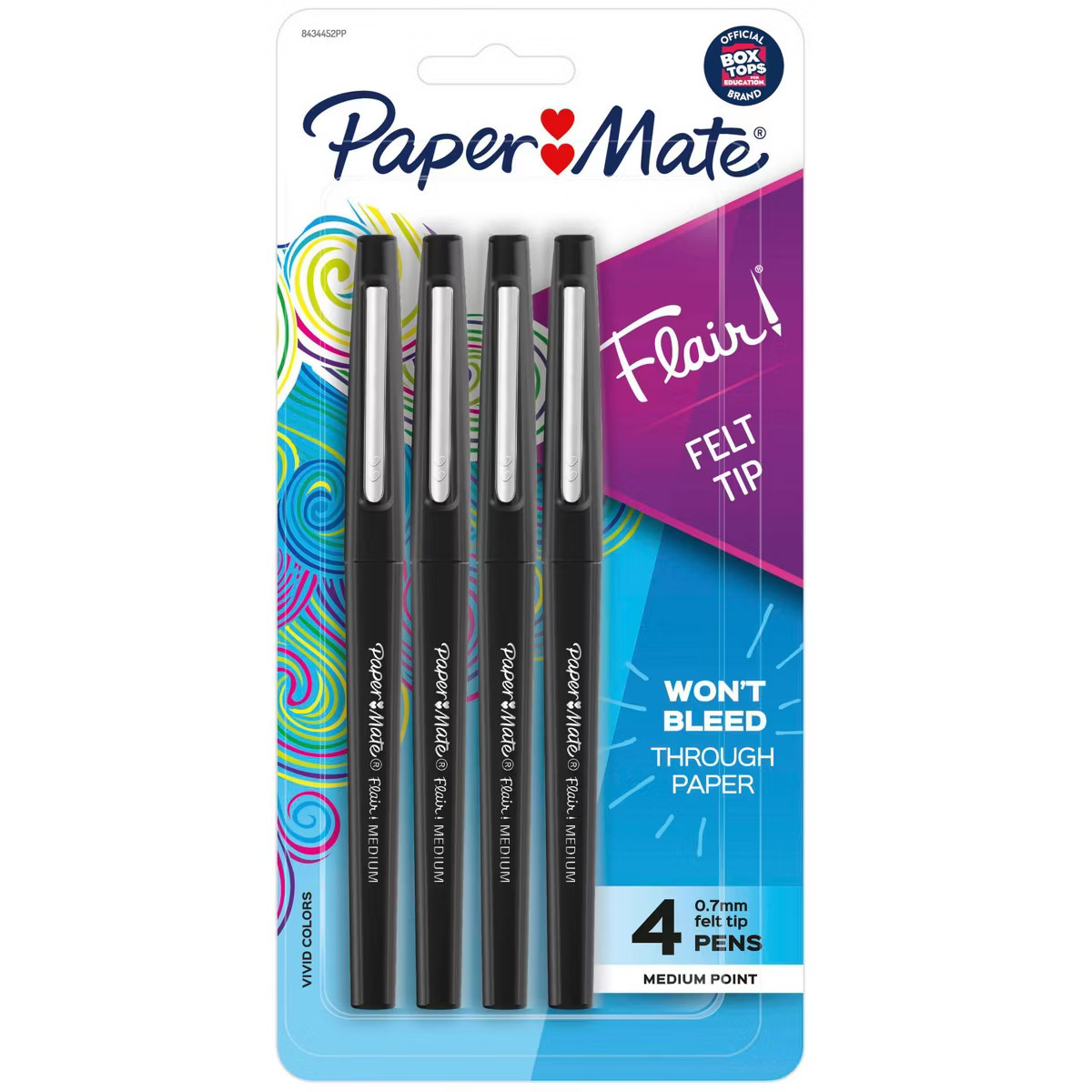 Paper Mate Flair 4pk Marker Pens Felt Tip 0.7mm Black: Porous Point, Medium, Fade-Resistant, Dura... | Target