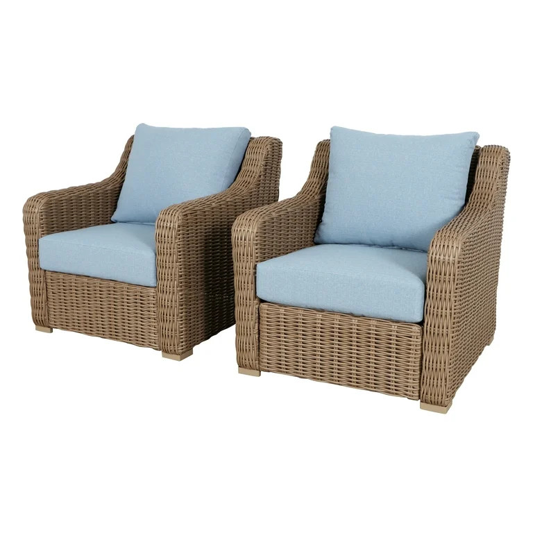 Better Homes & Gardens Bellamy Outdoor 2pk Lounge Chairs, Blue | Walmart (US)
