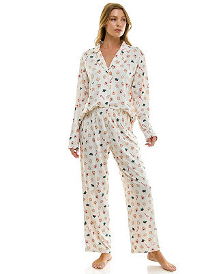 Women's Long Sleeve Top and Bottom 2-Piece Notch Collar Set | Macy's