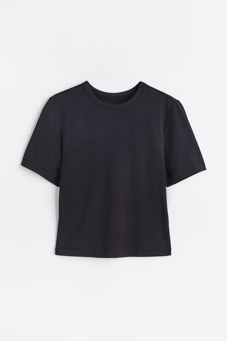 H & M - Cropped sports top in DryMove - Black | H&M (UK, MY, IN, SG, PH, TW, HK)