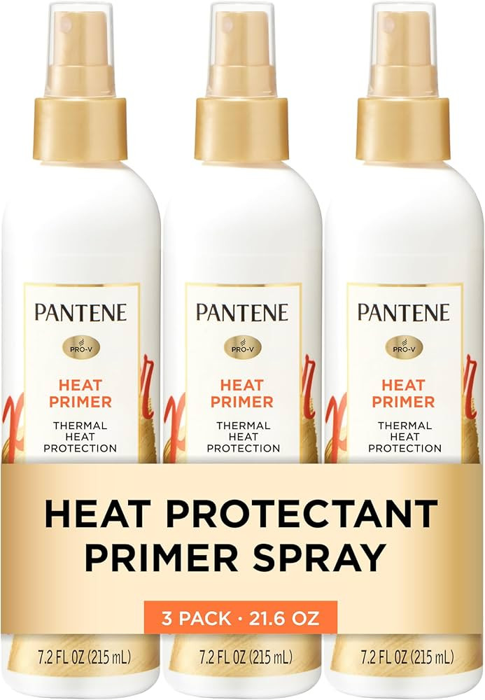 Pantene Pro-V Heat Protectant Spray, Thermal Heat Primer for Hair, Pack of 3, 21.6 oz total | Amazon (US)