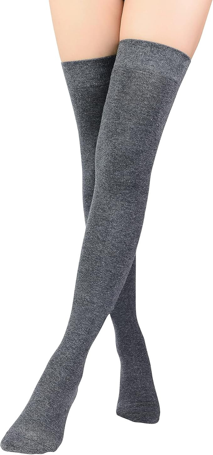 Zando Womens Long Thigh High Socks Cotton Over the Knee High Socks Thin Thigh High Stockings Pack... | Amazon (US)