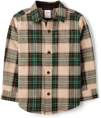 Gymboree,Boys,and Toddler Long Sleeve Plaid Button Up Shirts,Fir,5 Years | Amazon (US)