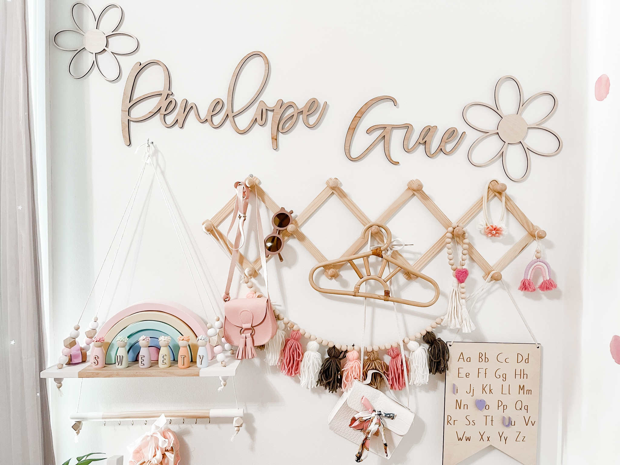 I added this personalized wood art to my daughters nursery and love how it came together.
•
Boho nursery 
Baby nursery 
Nurseries 
Baby girl room 
Toddler pink room
Pink nursery 
Pink nursery 
Boho toddler room
Boho decor 
Decor for girls 

#LTKkids #LTKbaby #LTKbump
