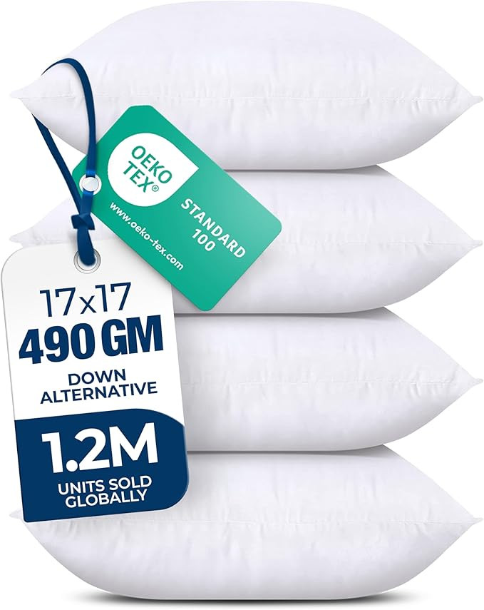 Utopia Bedding Throw Pillows (Set of 4, White) – 17 x 17 Inches Down Alternative Pillows for Be... | Amazon (US)