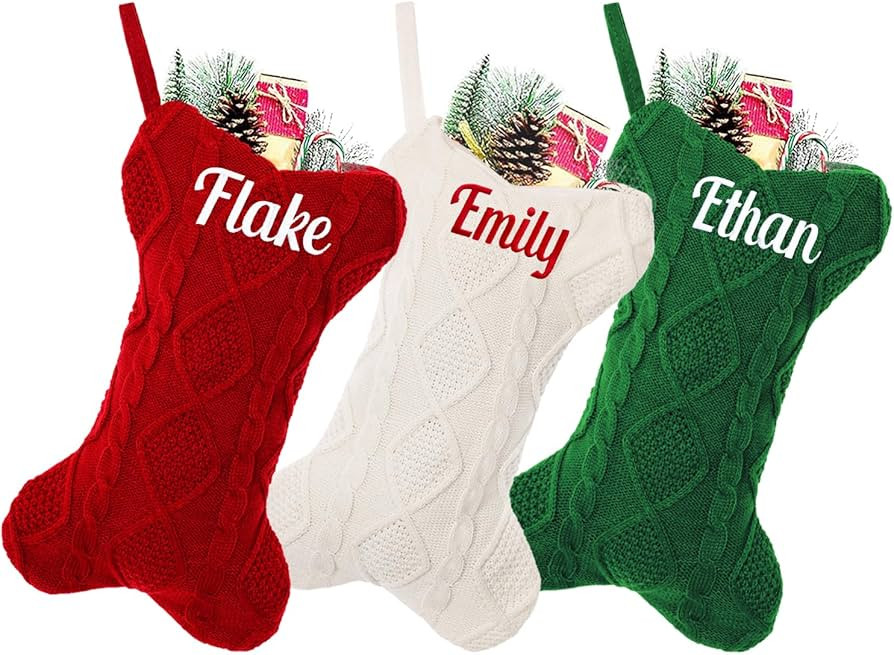 Ulico Custom Pet Stocking Christmas, Personalized Christmas Stocking for Dogs, Bone Shape Stockin... | Amazon (US)
