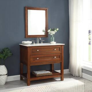 Home Decorators Collection Austell Espresso 37 in. Vanity in Espresso with Natural Marble Vanity ... | The Home Depot