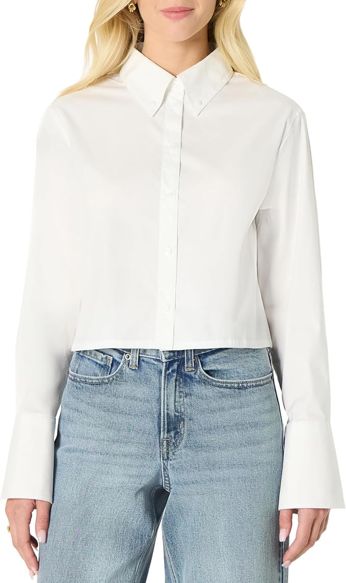 Amazon Essentials Women's Oversized-Fit Cotton Stretch Poplin Button-Down Dress Shirt | Amazon (US)