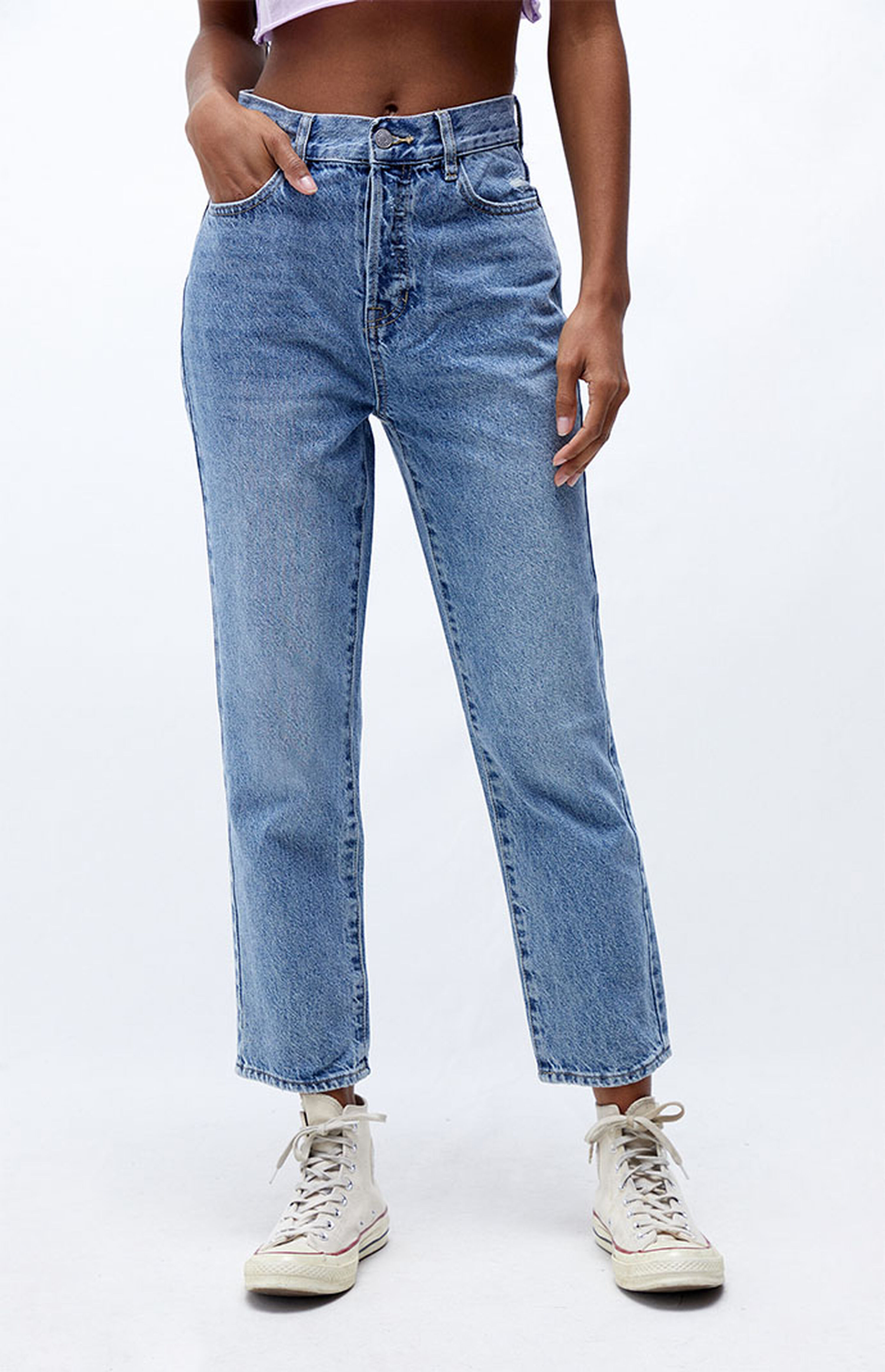 PacSun Eco Medium Blue High Waisted Straight Leg Jeans | PacSun | PacSun