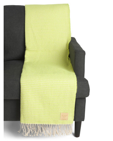 Made In Italy Waffle Knit Fringe Throw | TJ Maxx