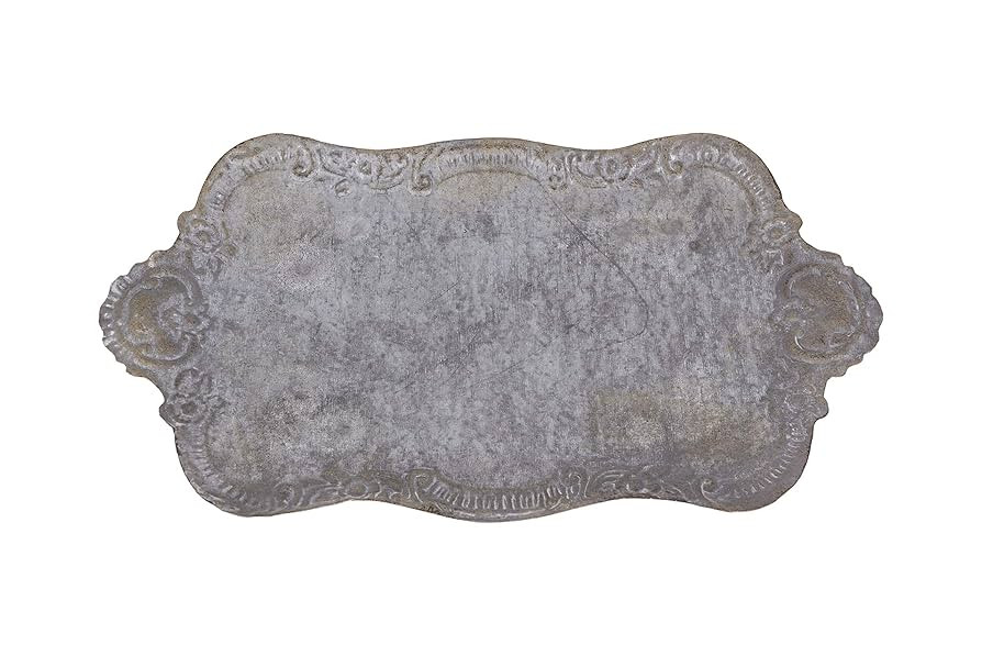Decorative Metal Tray with Distressed Grey Finish | Amazon (US)