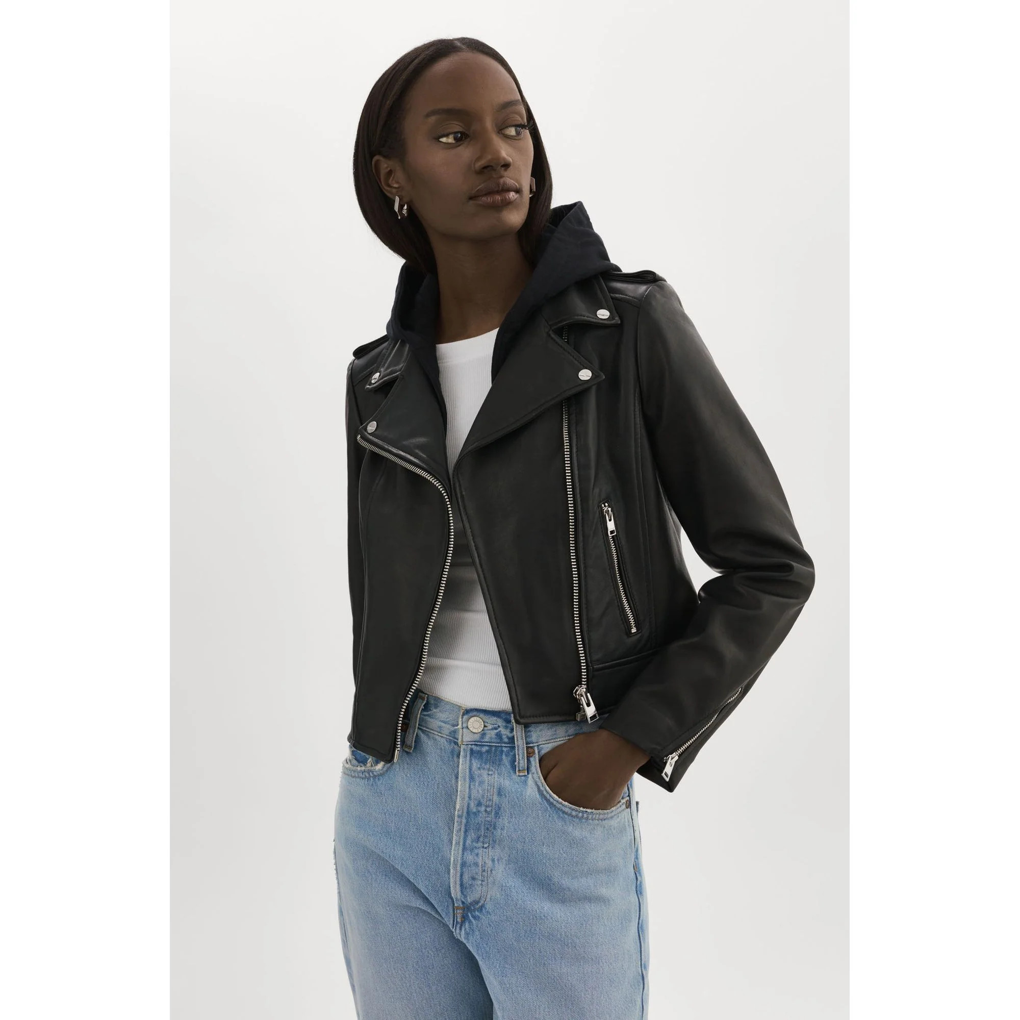 Holy Leather Biker Jacket With Removable Hood | Shop Simon